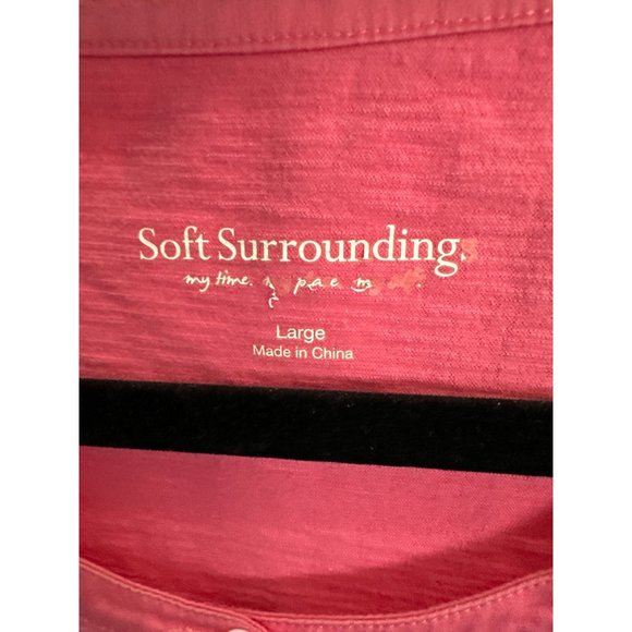 Soft Surroundings size L pink roll tab long sleeve 5 button Henley style top - Picture 3 of 5
